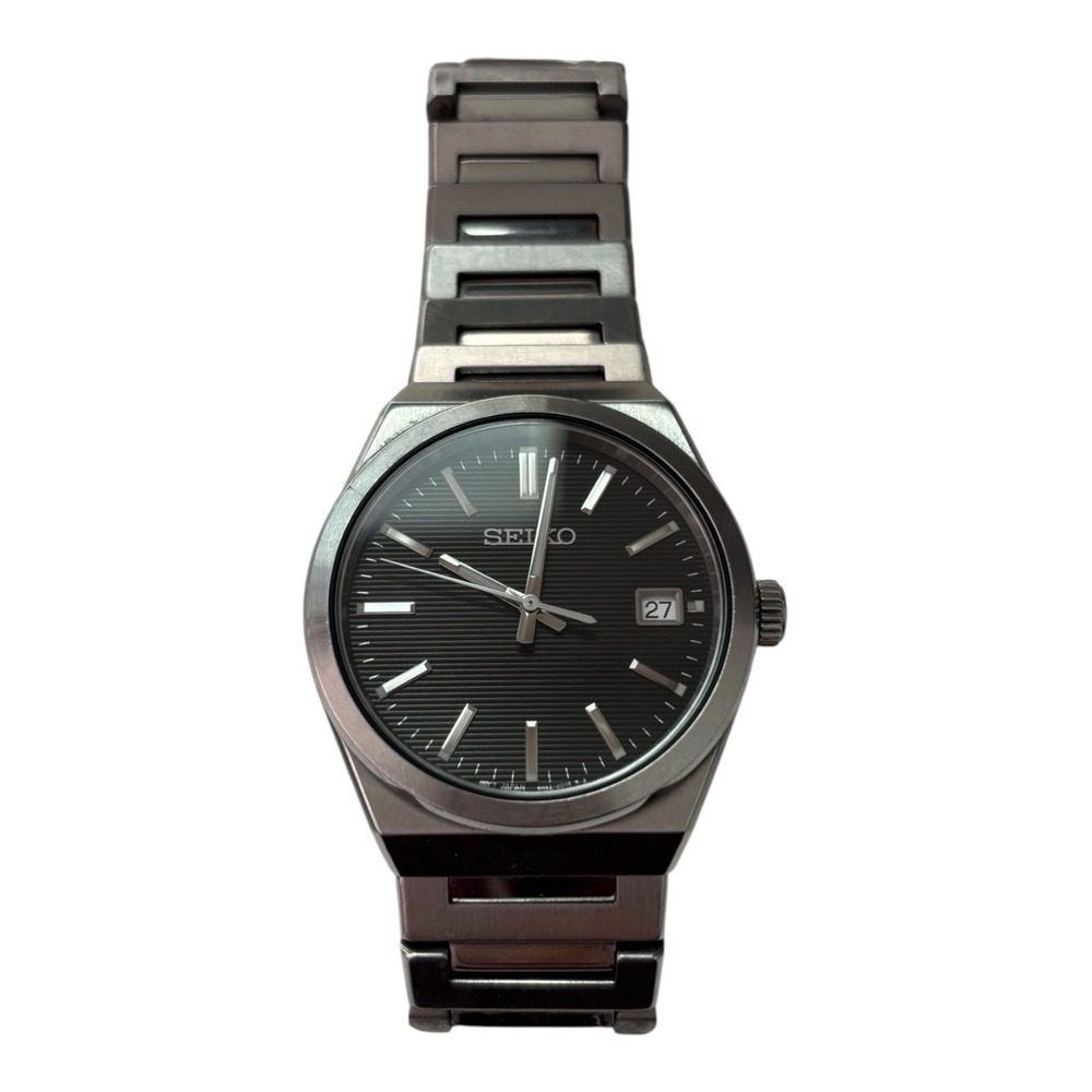 Seiko 6N52-00H0 Mens Quartz Watch Black Dial Stainless Steel‎ Sapphire Working